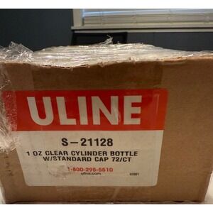 ULINE S21128 1 OZ CLEAR CYLINDER BOTTLE W STANDARD CAP 72 CT